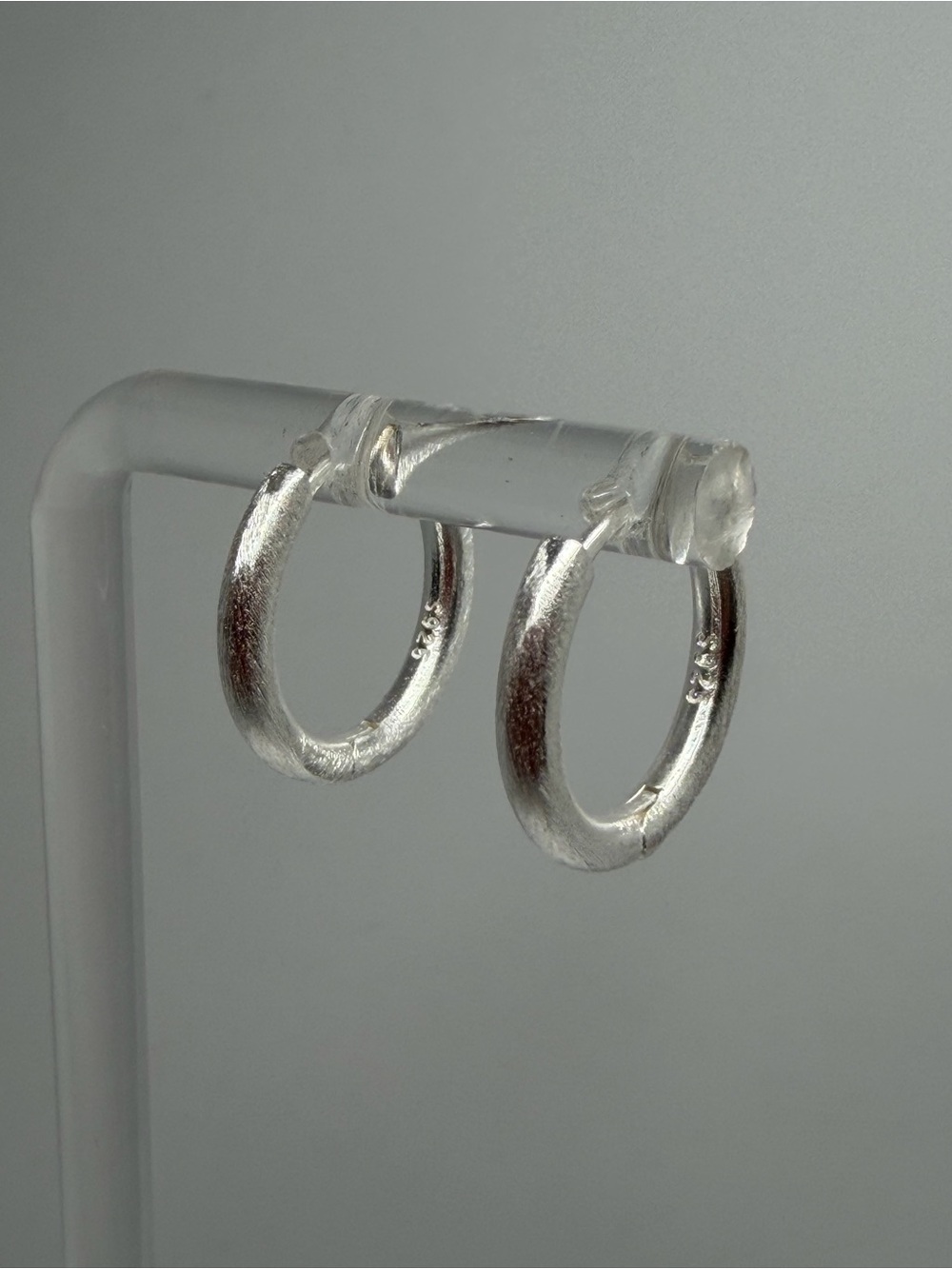 925 stamped Sterling Silver , brushed Hoop Earrings - Brand new for sale !